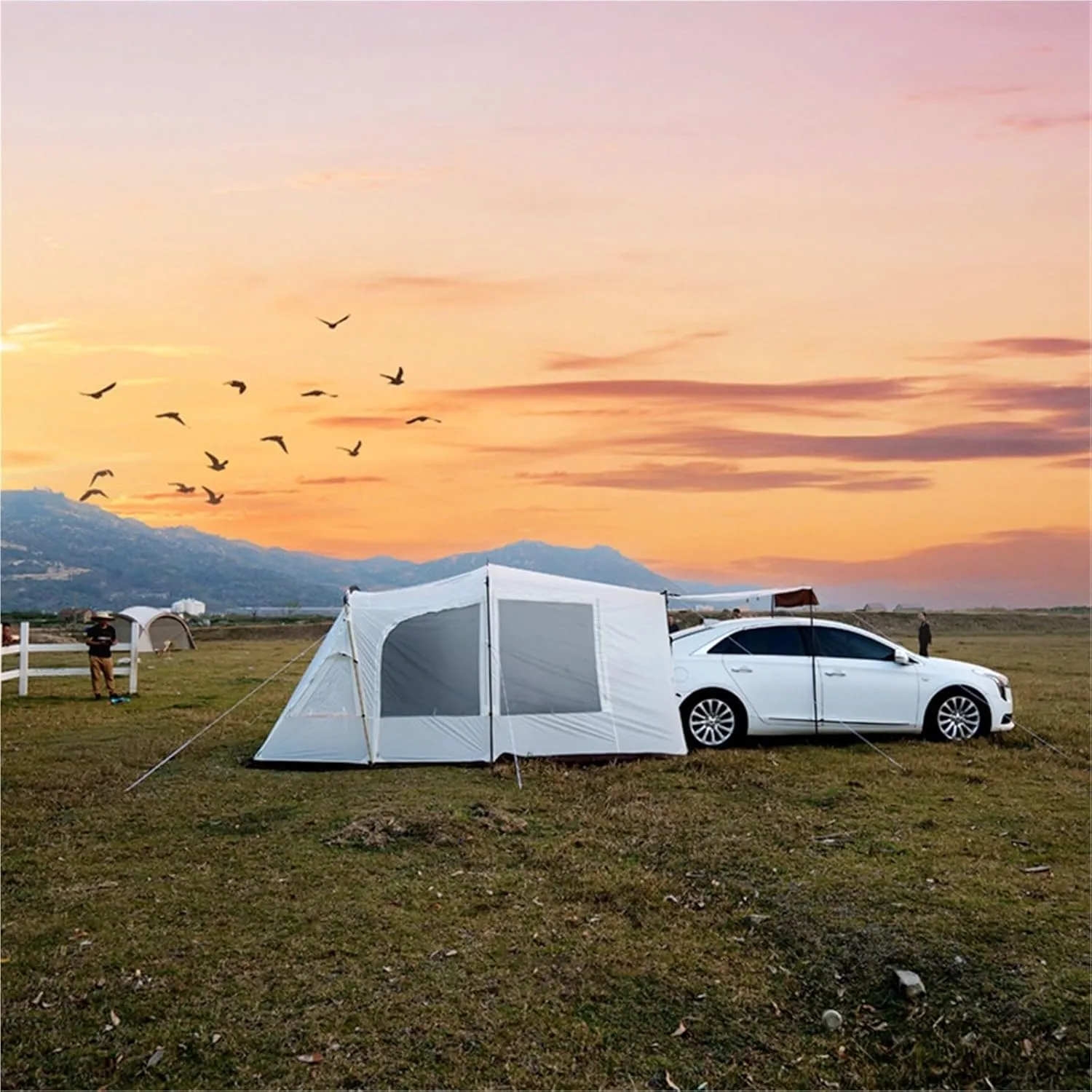 Outdoor Car Tail Tent Family Self-Driving Camping Tent Thickened Rainproof Car Side Tent Does Not Include Inner Tent