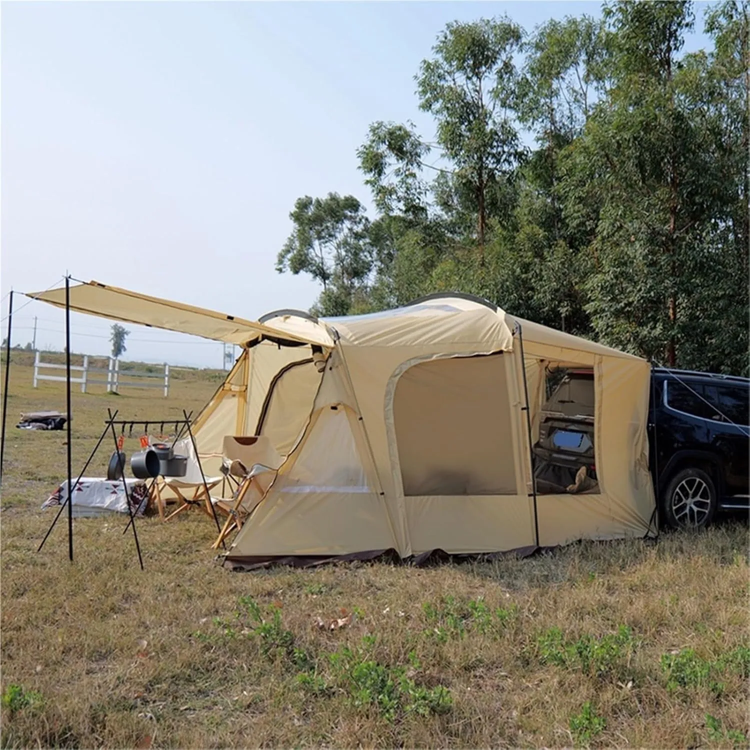 Outdoor Car Tail Tent Family Self-Driving Camping Tent Thickened Rainproof Car Side Tent Does Not Include Inner Tent
