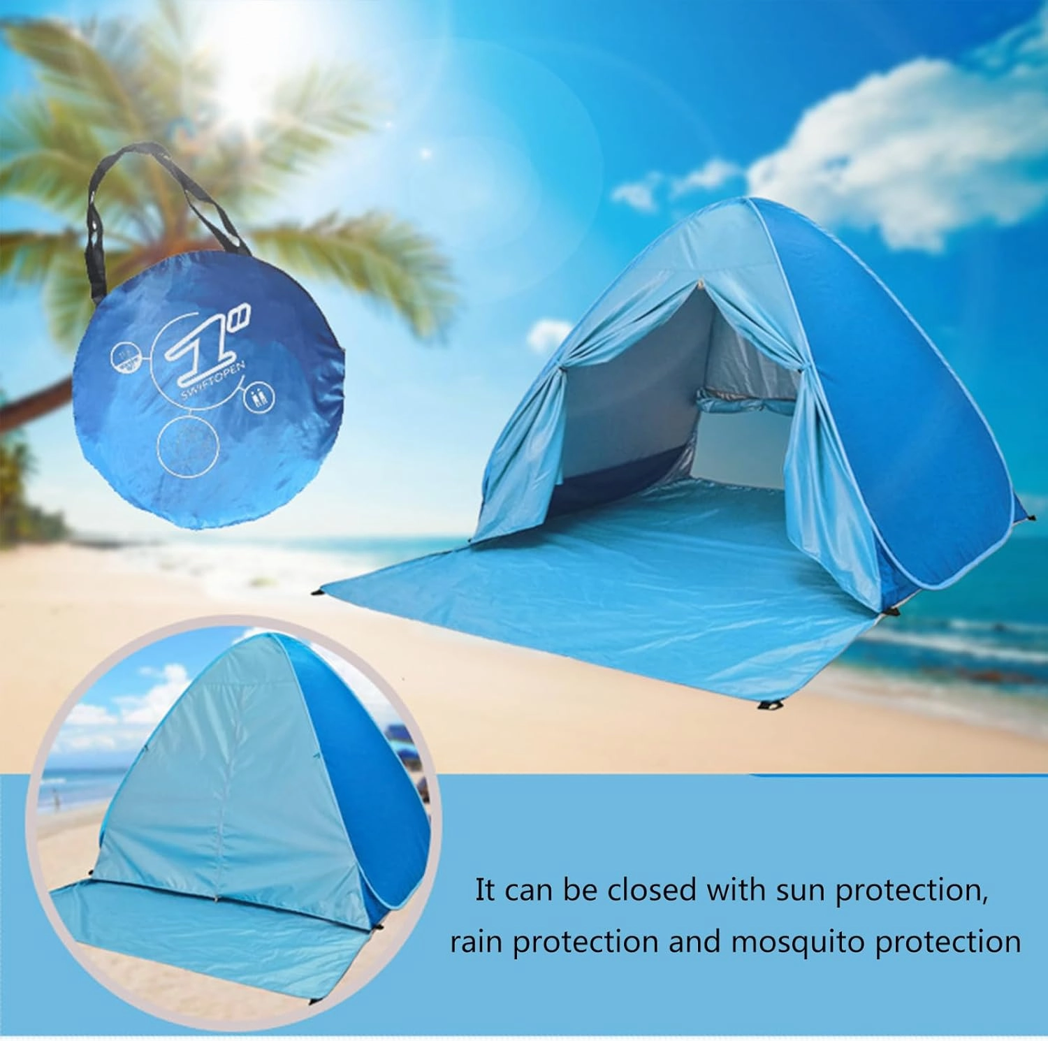 Outdoor Automatic Quick Open Tent Waterproofs Camping Tent Portable Beach Tent for Outdoor Travel Hiking Backpacking