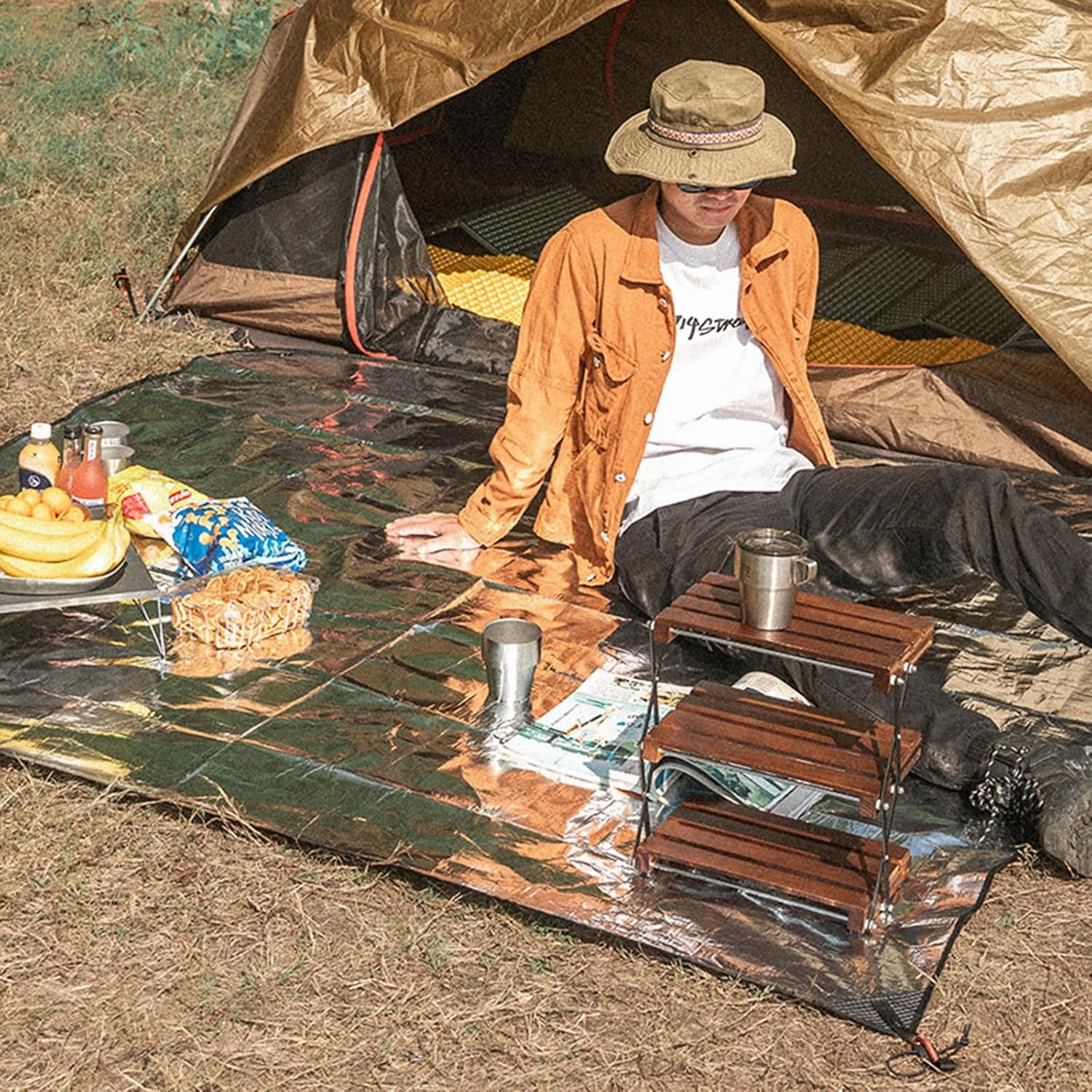 Outdoor Picnics Mat Sleep Tent Pad Aluminum Foil Foams Insulating Camping Mat Sleep Tent Pad Thermal Insulating Mat