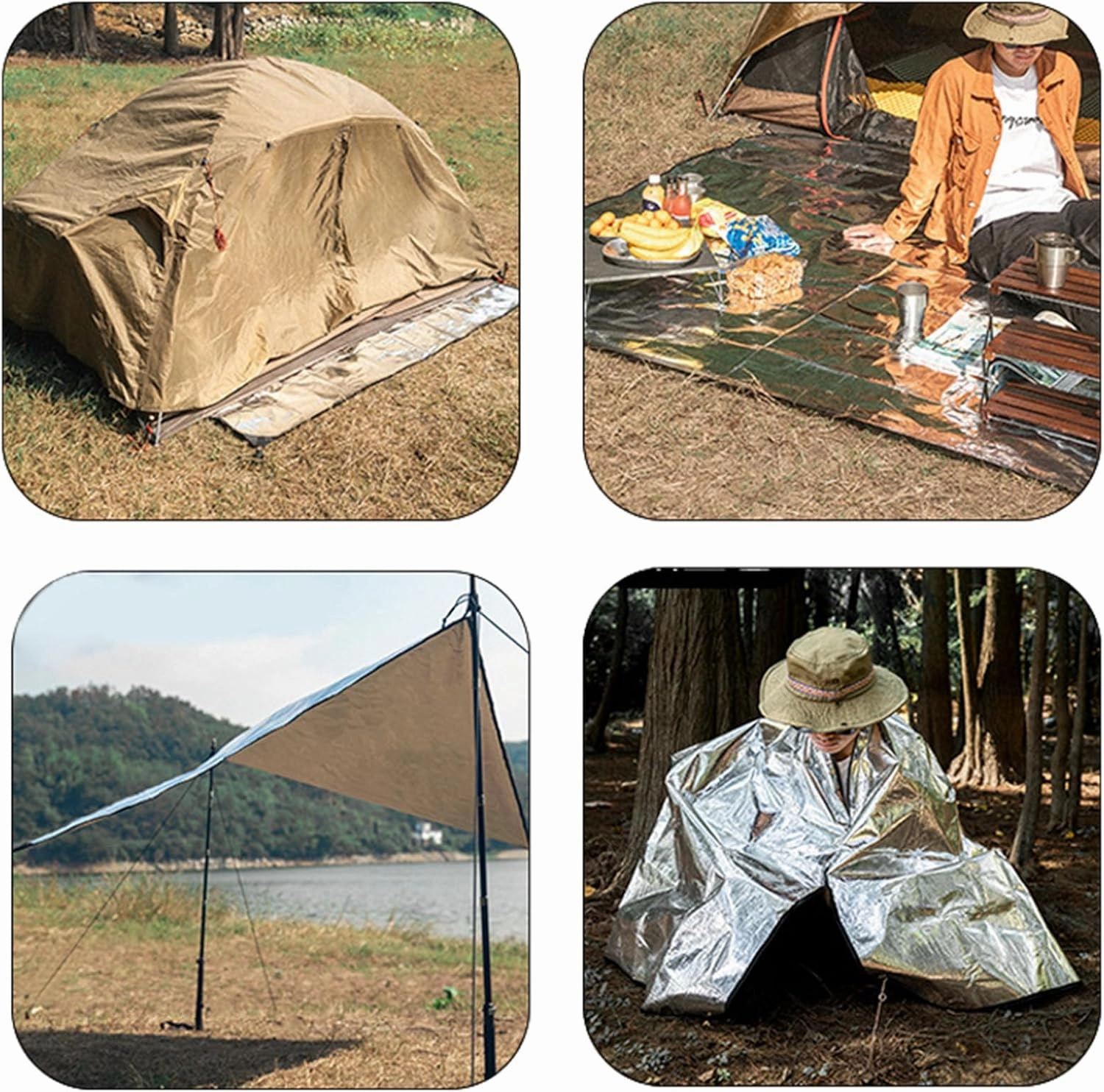 Outdoor Picnics Mat Sleep Tent Pad Aluminum Foil Foams Insulating Camping Mat Sleep Tent Pad Thermal Insulating Mat