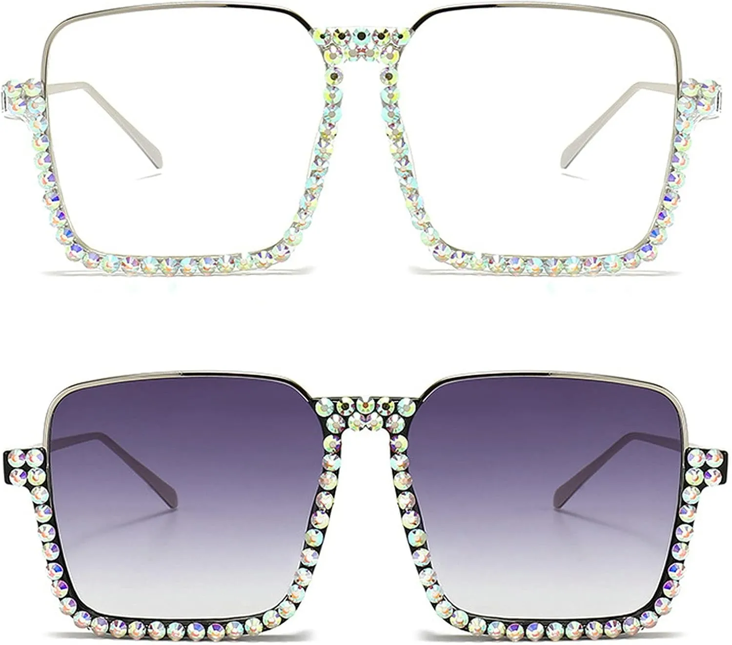 Oversized Diamond Sunglasses Women Rhinestone Square Sunglasses Vintage Men Bling Party Sunglasses Eyewear