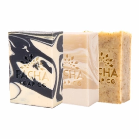 Pacha Earthy Clean Bar Soap 3 Pack | Premium, Handcrafted, Hydrating | Natural Face Wash, Hand Cleanser, Body Wash | Soothing Essential Oils, 4 oz