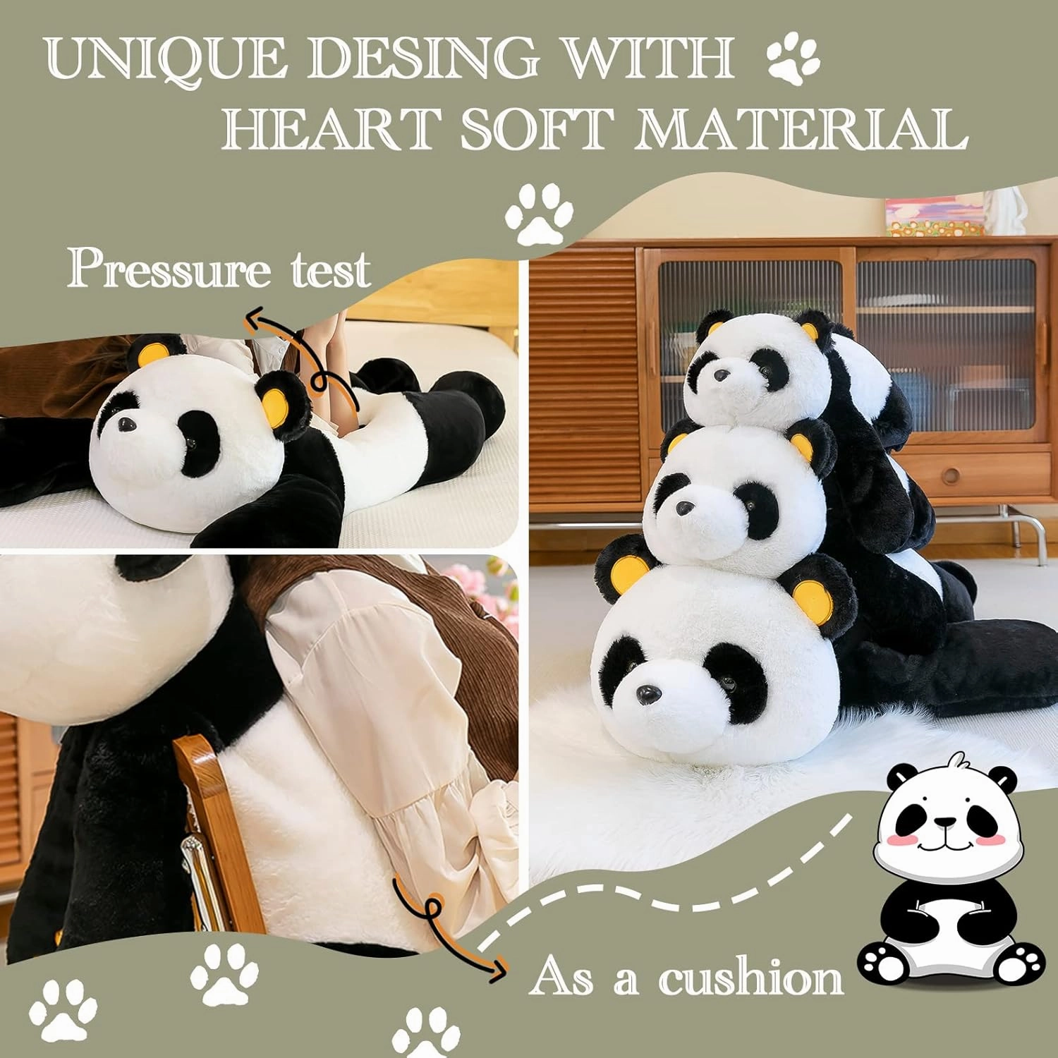 Panda Stuffed Animal Plush, 31.5in Cute Soft Big White Hugging Panda Bear Plushies Pillow Toys Doll Kawaii Birthday Gift for for Adults Kids Boys Girls
