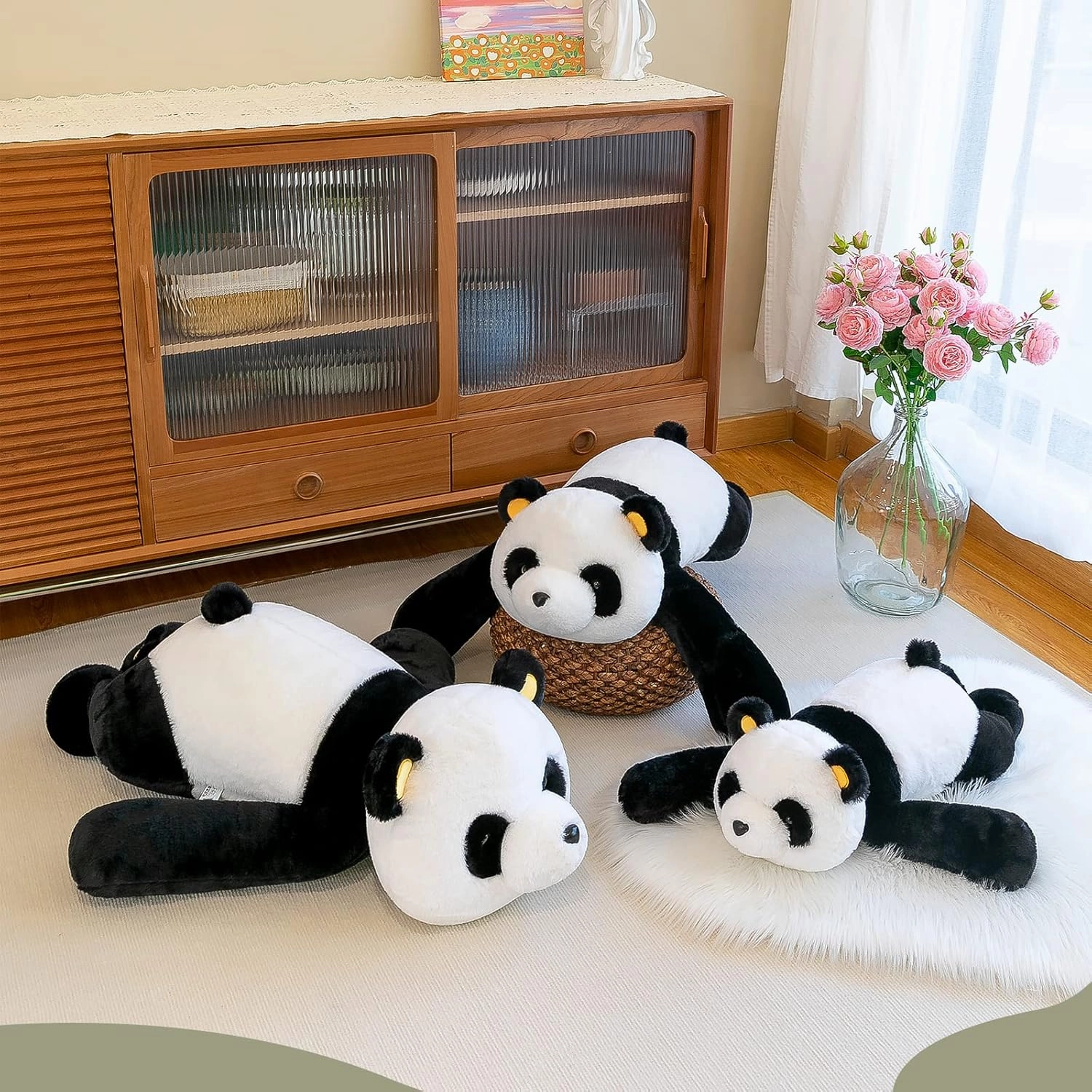 Panda Stuffed Animal Plush, 31.5in Cute Soft Big White Hugging Panda Bear Plushies Pillow Toys Doll Kawaii Birthday Gift for for Adults Kids Boys Girls