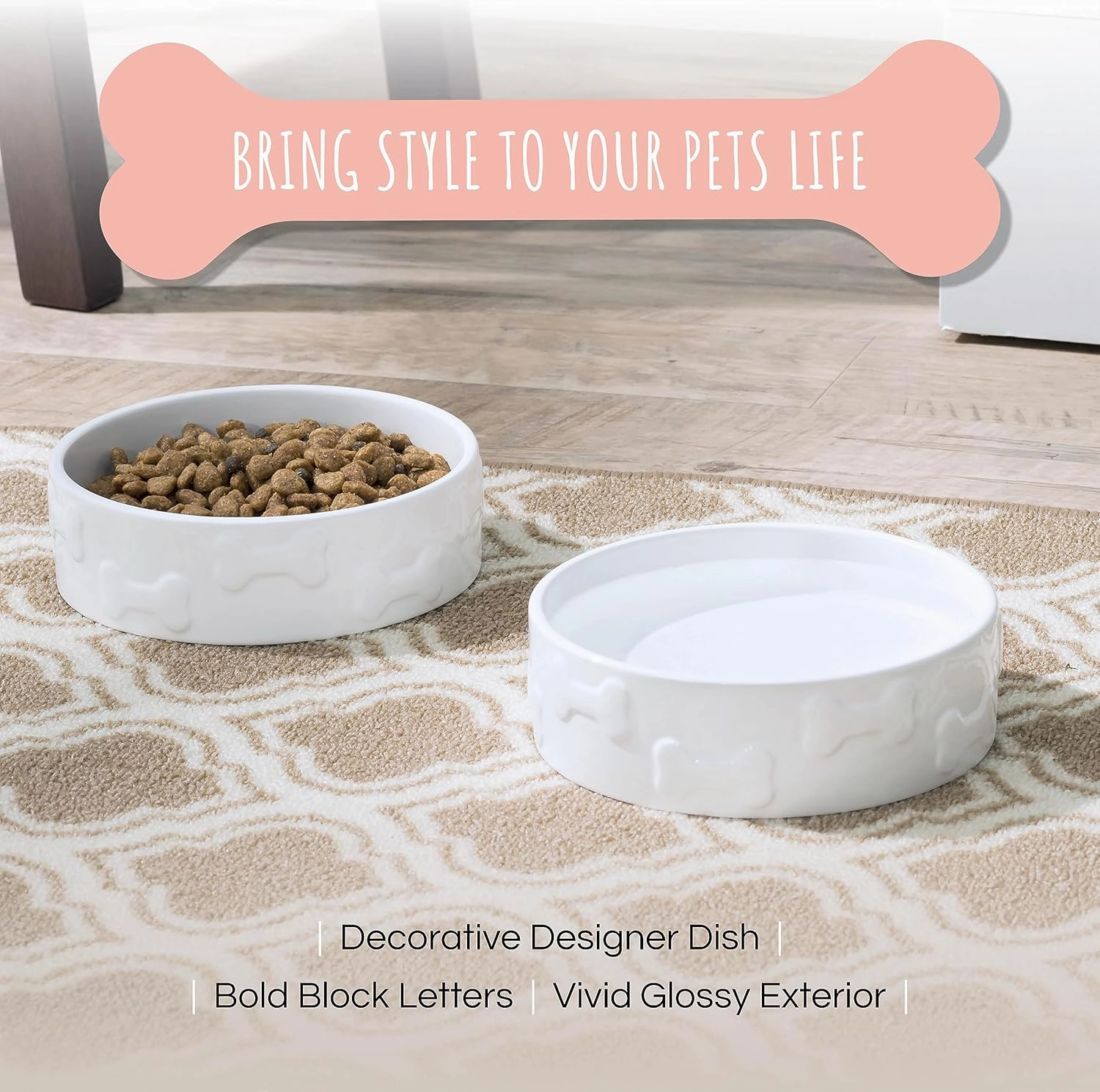 Park Life Designs Pet Bowl | Manor (Medium, White)