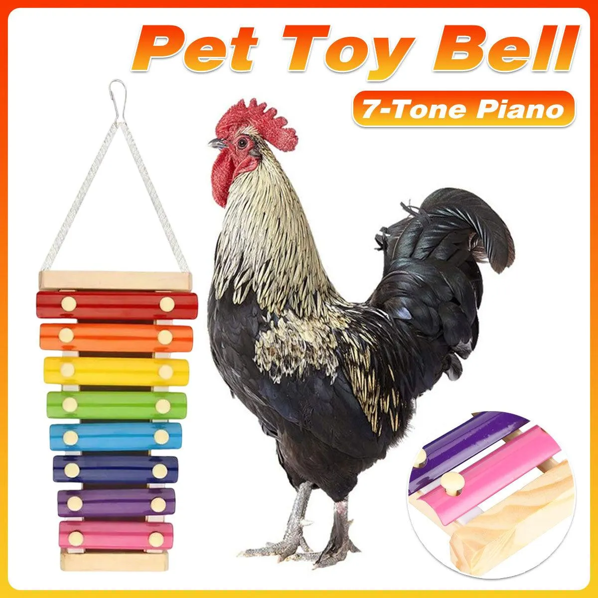 Parrot Entertainment Center with Chicken Rattle Piano Bird Play Toys 7 Tones