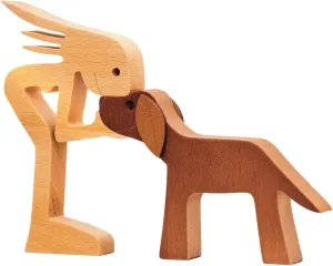 Pawfect House Wooden Pet Carvings, Statue Home Decorations, Handmade Wood Decor Sculptures, Living Room Decor, Dog Mom Gifts for Women, Natural Wood Figurine for Home Shelf Decor Gift