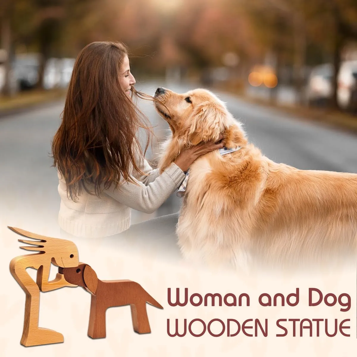 Pawfect House Wooden Pet Carvings, Statue Home Decorations, Handmade Wood Decor Sculptures, Living Room Decor, Dog Mom Gifts for Women, Natural Wood Figurine for Home Shelf Decor Gift