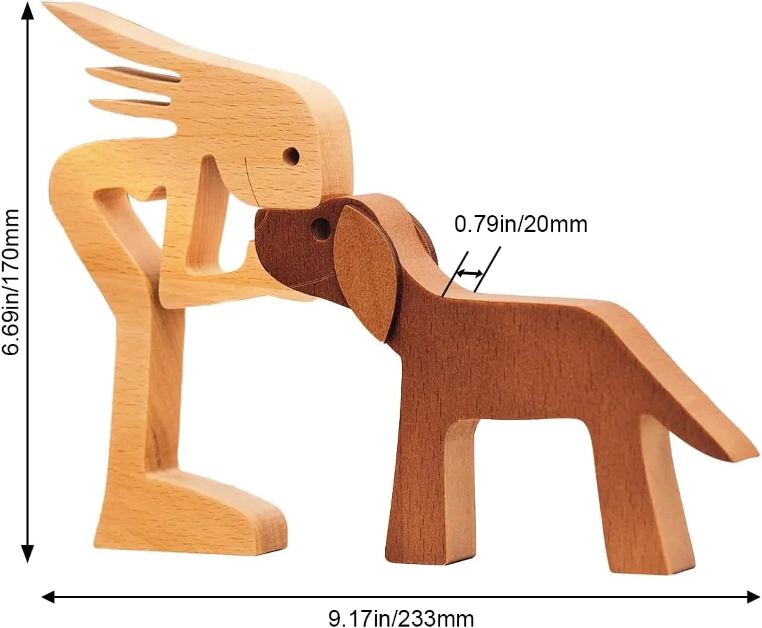 Pawfect House Wooden Pet Carvings, Statue Home Decorations, Handmade Wood Decor Sculptures, Living Room Decor, Dog Mom Gifts for Women, Natural Wood Figurine for Home Shelf Decor Gift