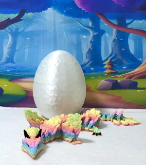 Peacock Dragon and Egg, Feathered Peacock Dragon, 3D Printed Dragon, Articulated Dragon, Fidget Dragon, 3D Printed Toys, Desktop Pet Fidget ADHD Autism Toy D099