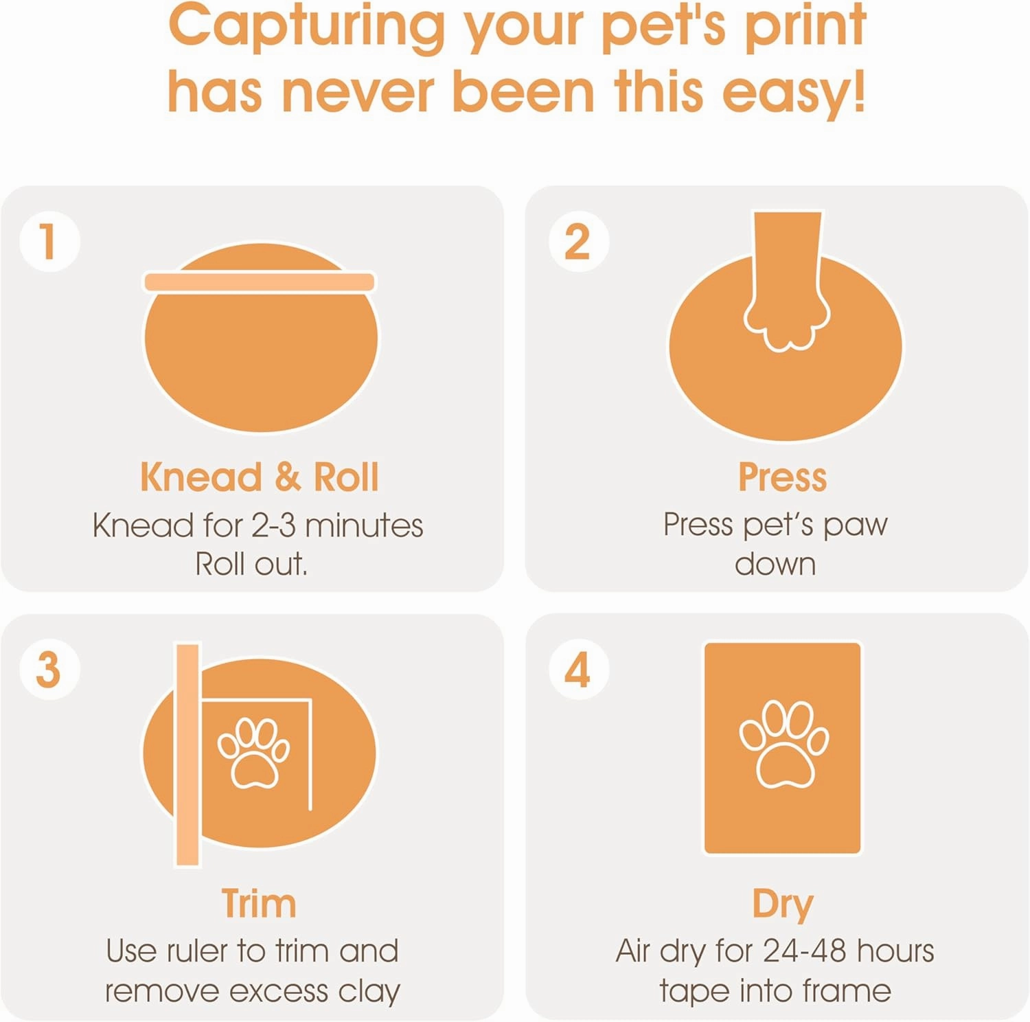 Pearhead Pet Pawprints Wall Picture Frame and Clay Impression Kit - DIY Clay Paw Print, Memorial Keepsake Frame for Cat and Dog, Ideal Home Decor Gift for Pet Owners, 4x6 Photo, Distressed White