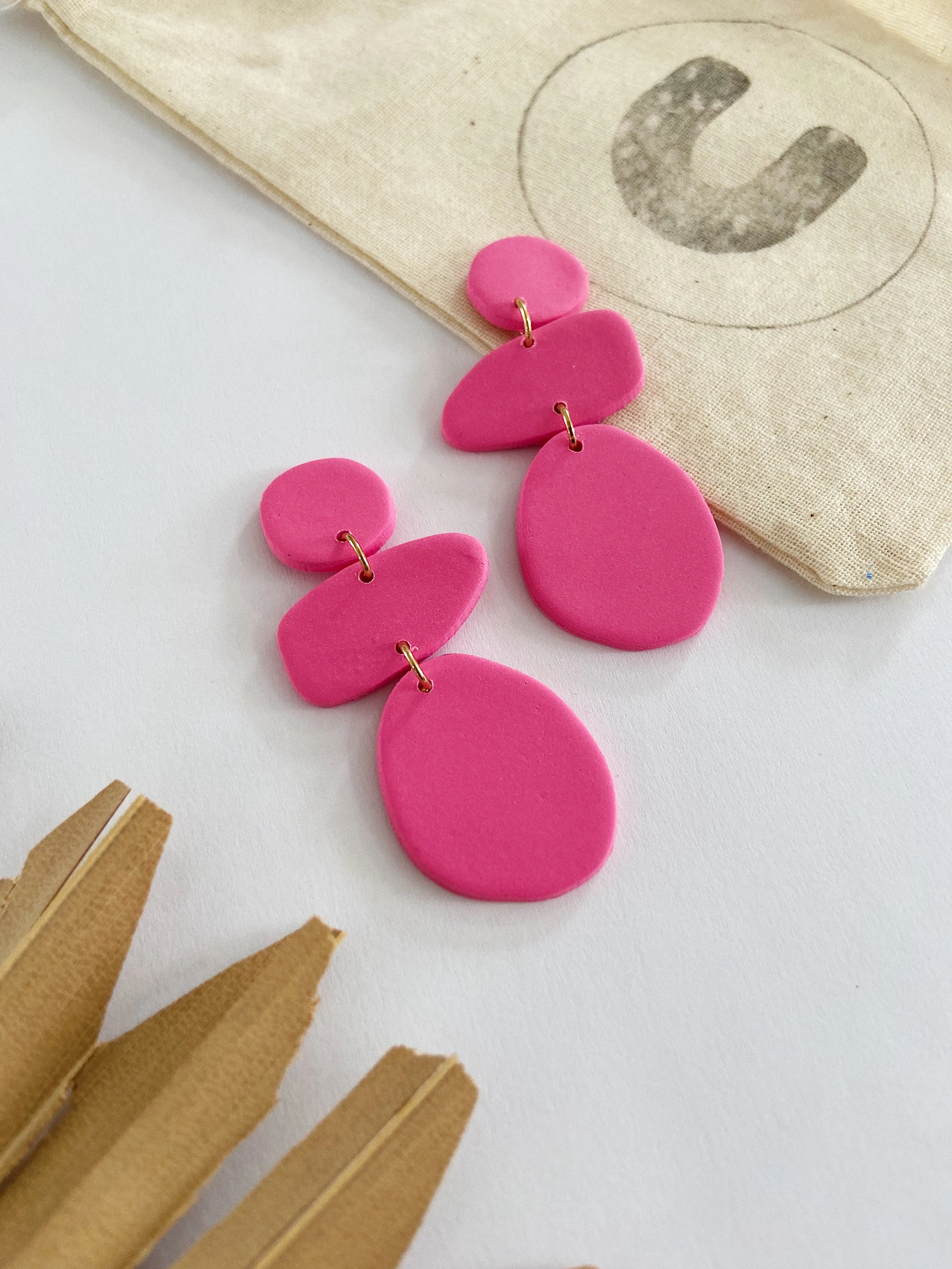 Penelope in Pink, Clay Earrings