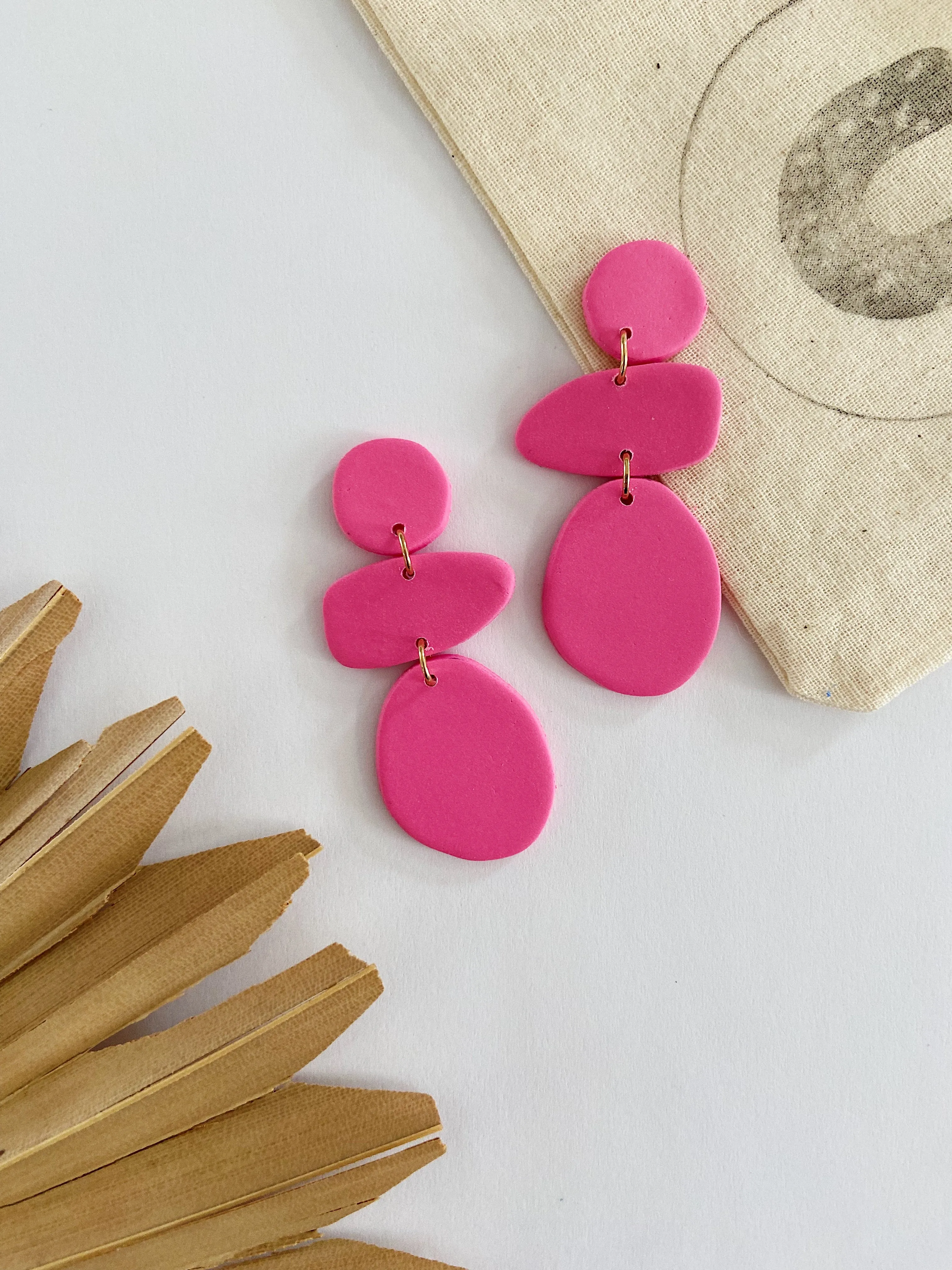 Penelope in Pink, Clay Earrings