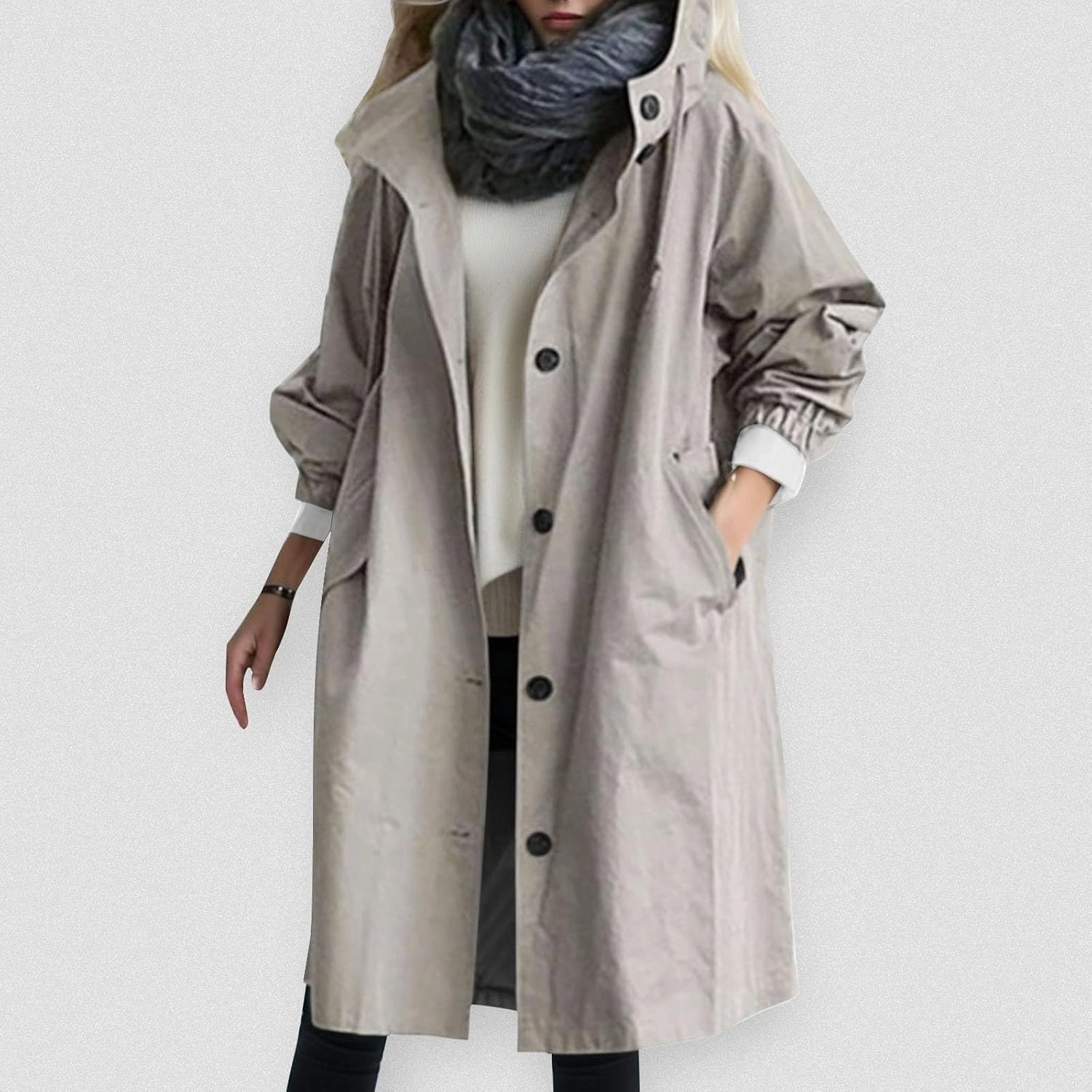 PeQAQ Women's Trench Coat Long Double-Breasted Fall Fashion Windbreaker Jackets 2023 Classic Lapel Slim Overcoat Outerwear
