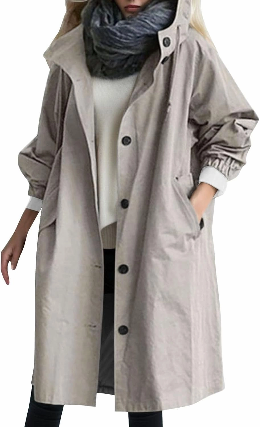PeQAQ Women's Trench Coat Long Double-Breasted Fall Fashion Windbreaker Jackets 2023 Classic Lapel Slim Overcoat Outerwear
