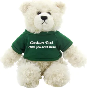 Personalized 12 Inch Cream Brandon Teddy Bear - Stuffed Animal Personalized Teddy Bears - Custom Teddy Bear Great Present for Valentine Graduation Day Birthday Mothers Day(Green Shirt)