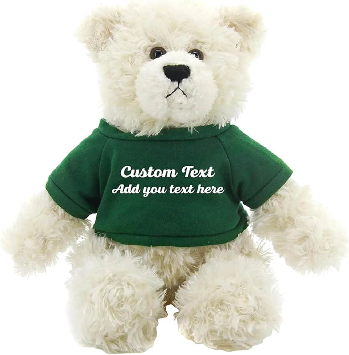 Personalized 12 Inch Cream Brandon Teddy Bear - Stuffed Animal Personalized Teddy Bears - Custom Teddy Bear Great Present for Valentine Graduation Day Birthday Mothers Day(Green Shirt)