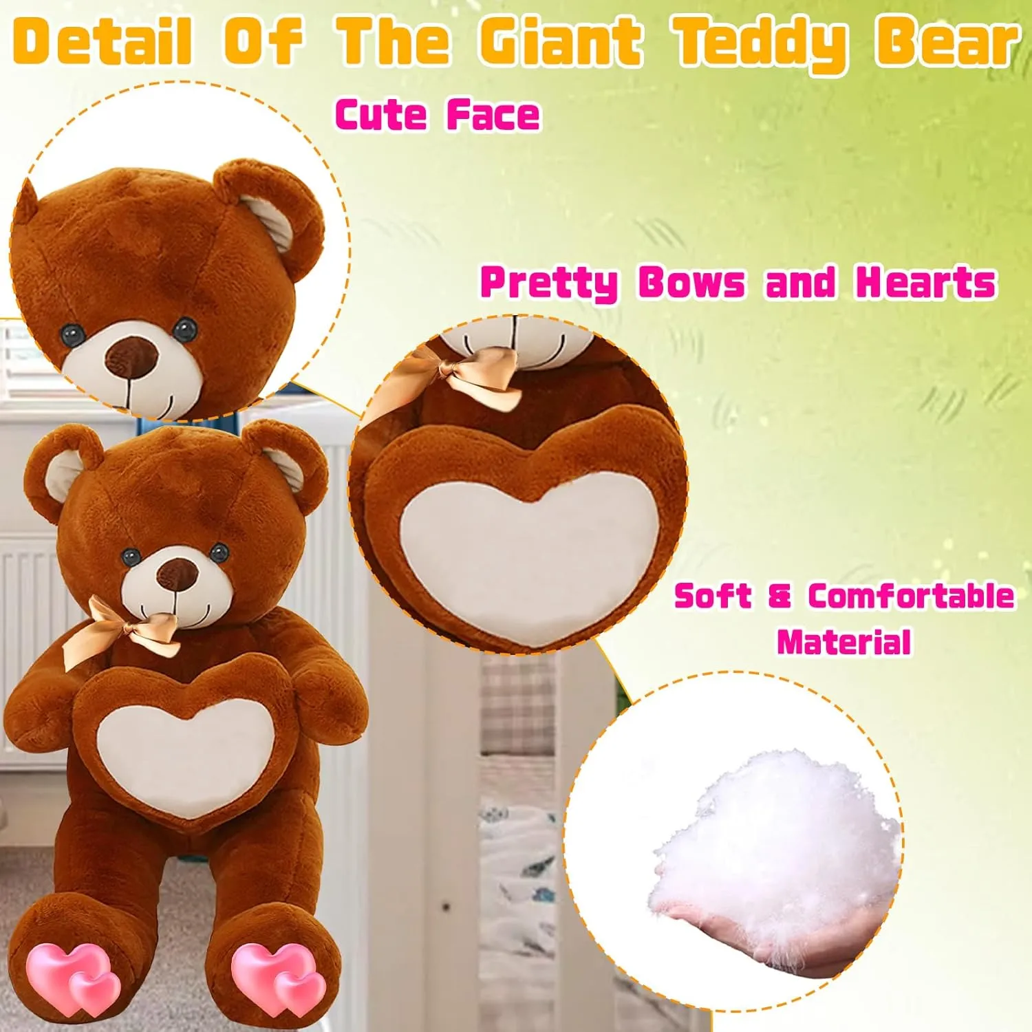 Personalized 3.3 ft Big Teddy Bear with Heart as Personalized Gifts, Personalized 40 inch Giant Teddy Bear with Text Photo as Birthday Gifts for Christmas Valentines (40 inch-Text Photo)