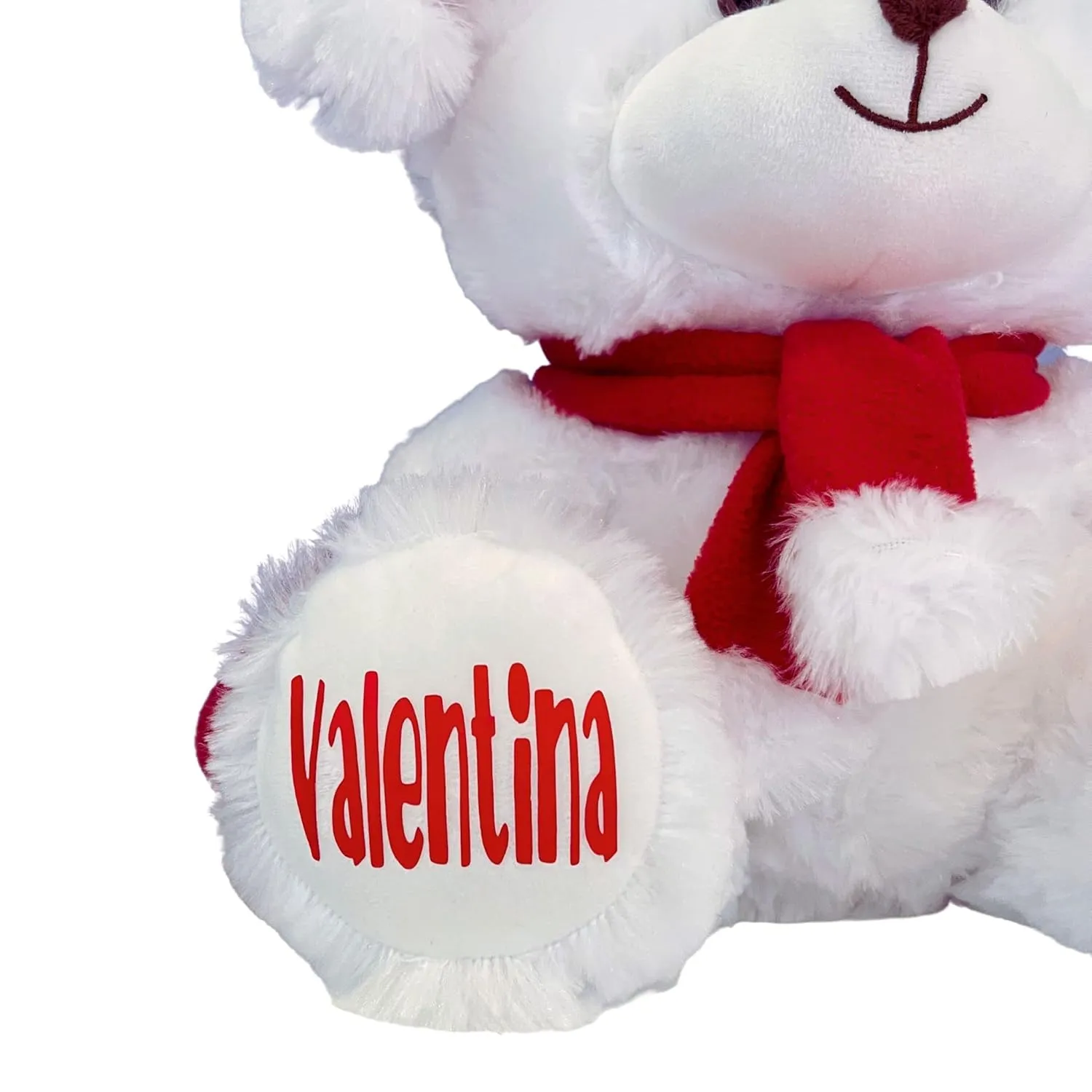 Personalized Christmas Stuffed Animal - Custom White Santa Teddy Bear Plush Toy, Customized X-Mas Holiday Animals Bears with Red Hat, Scarf & Gloves, Gift for Kids & Adults, Measures 11.81 Inches