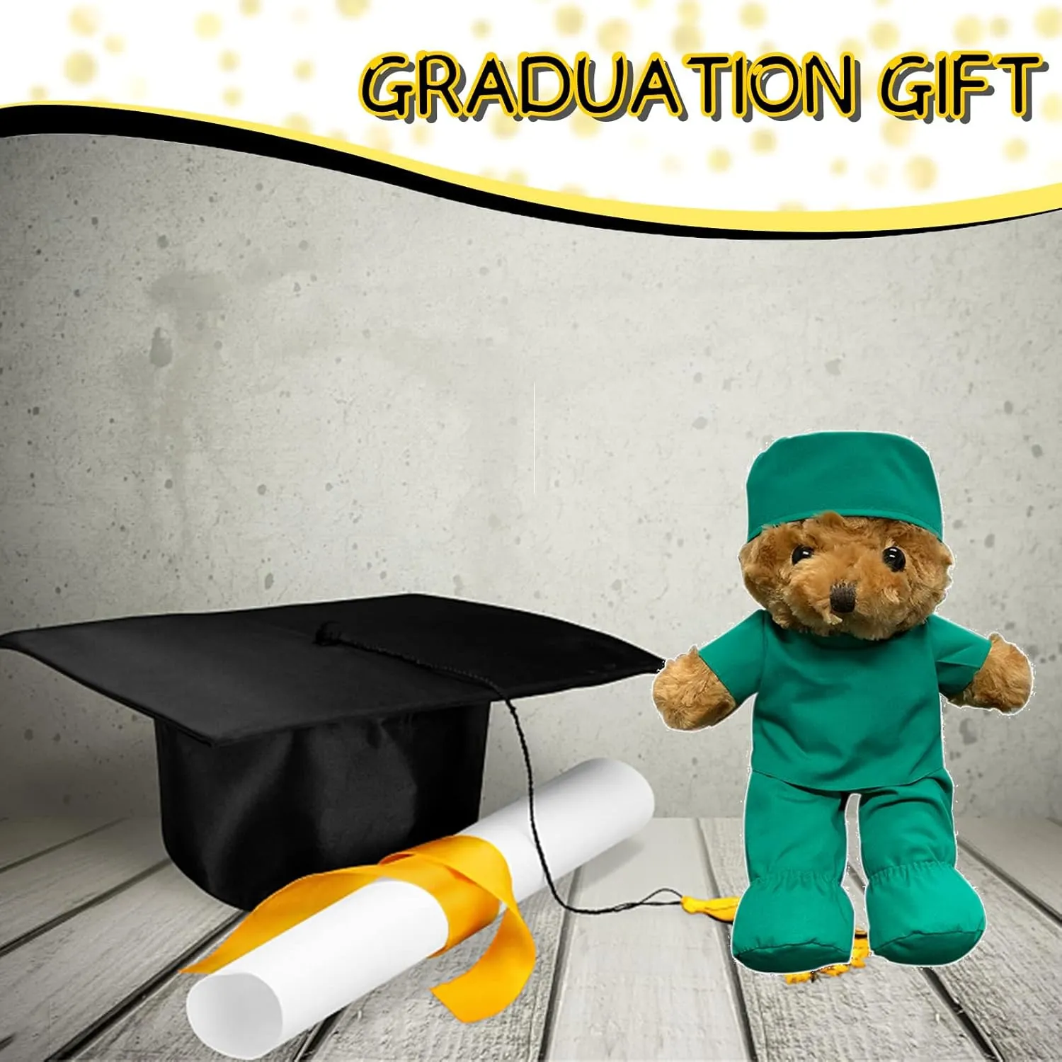 Personalized Doctor Nurse Teddy Bear Stuffed Animal Plush with Customized Text or Blessing, Personalized Gifts for Birthday or Graduation Gifts for College University Graduation (9 inch)