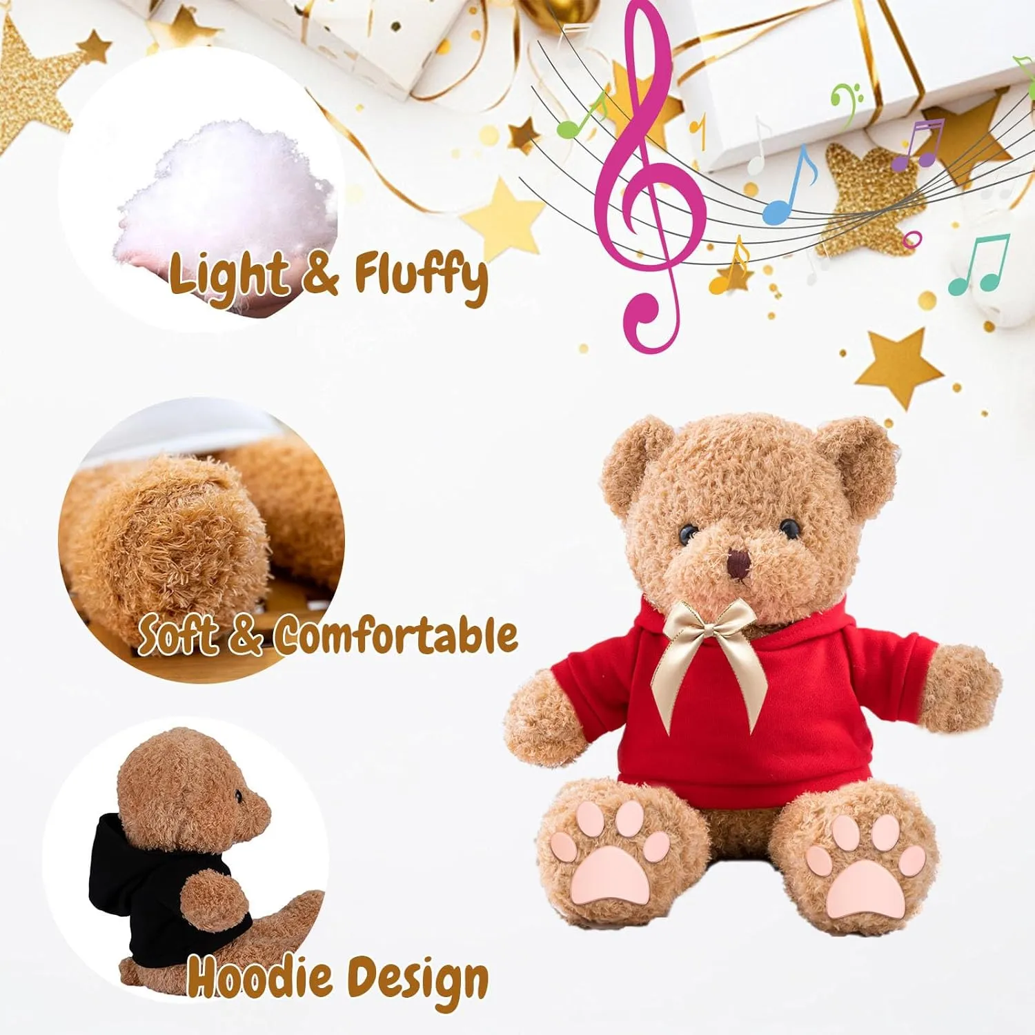 Personalized Gifts for Her Him Teddy Bear with Voice Recording, Personalized Bear with Bow for Kids Adults as Gifts for Christmas Valentines Day Birthday Gifts (12 inch-Text Photo)