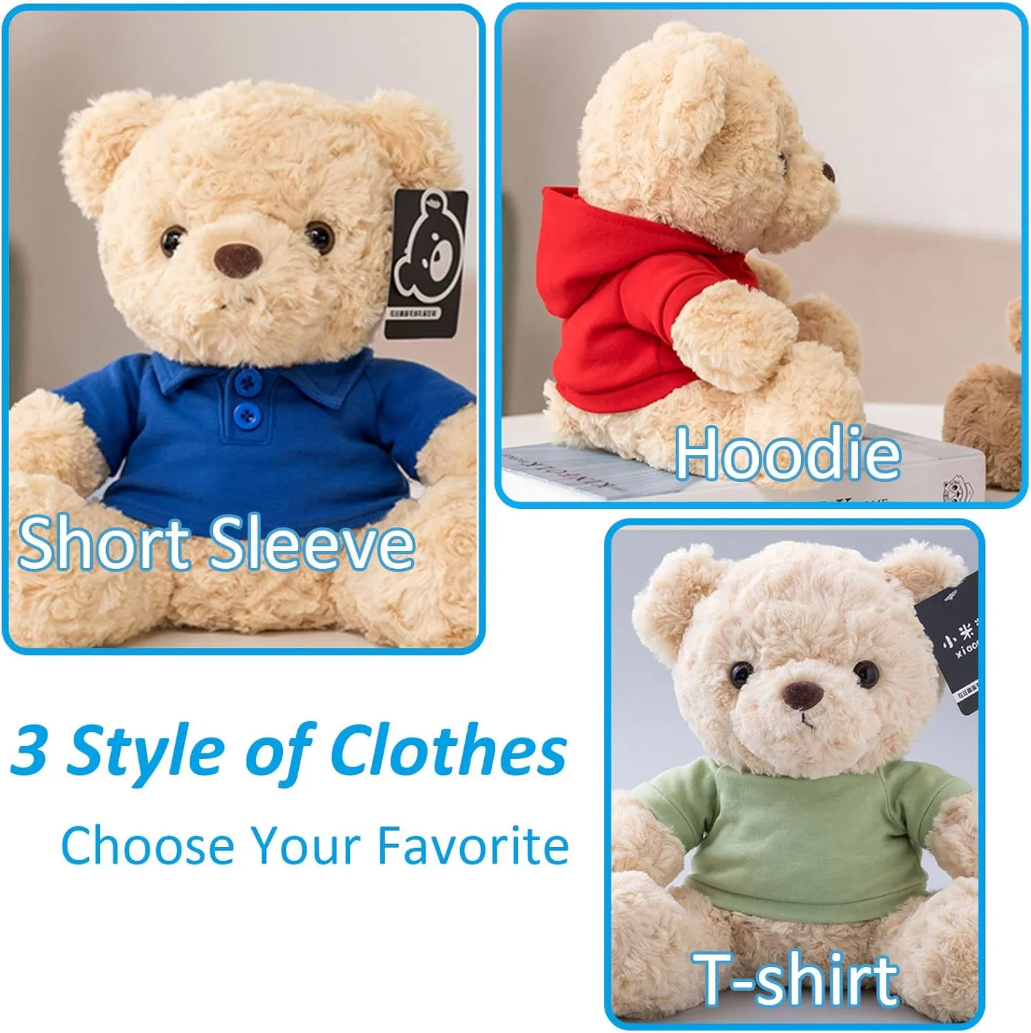 Personalized Gifts for Women/Men Teddy Bear with Custom Text, Personalized Teddy Bear with Hoodie for Family/Friends, Impressive Gifts for Christmas Valentines Day Birthday (8 inch-Text Photo)
