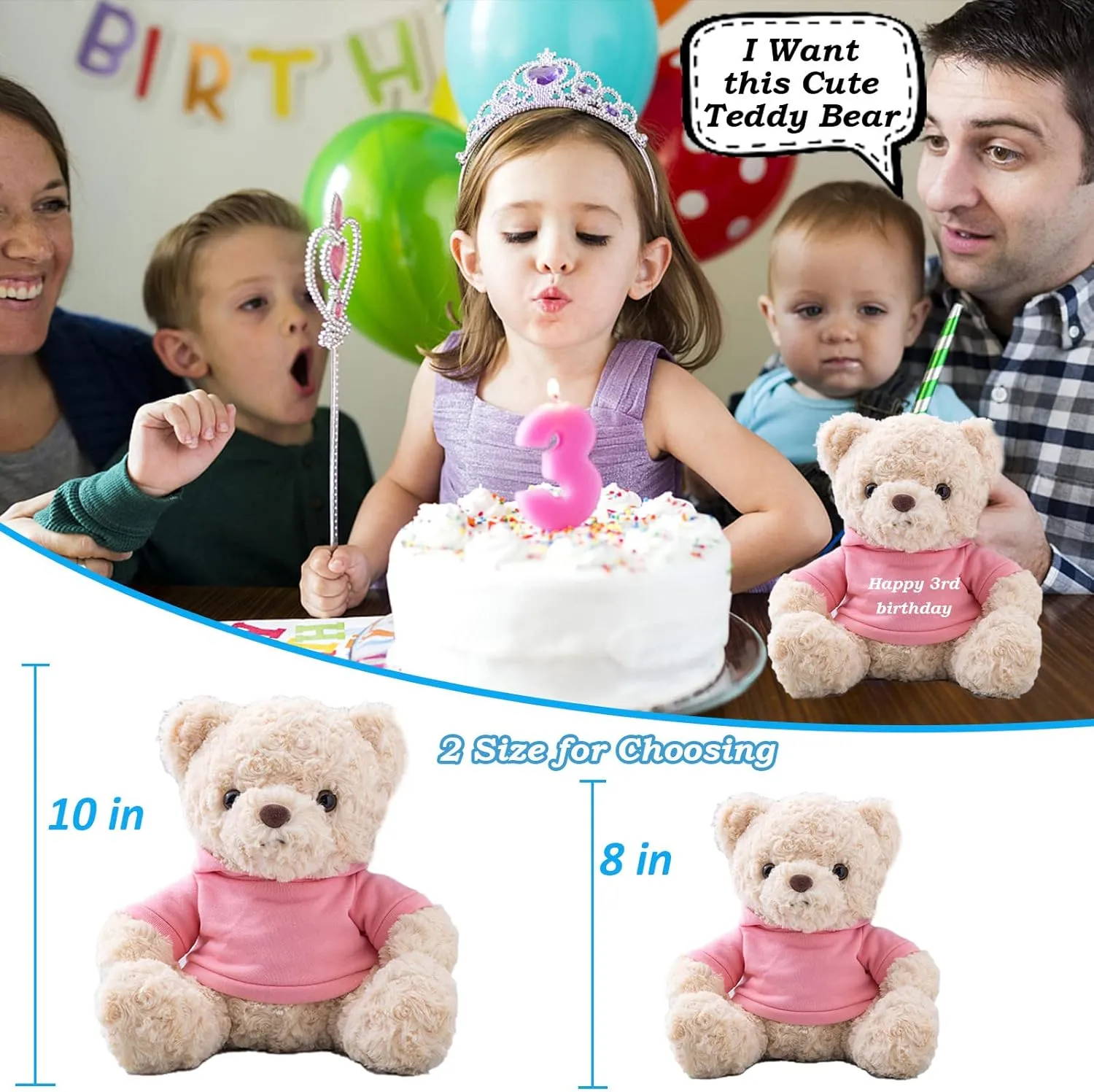 Personalized Gifts for Women/Men Teddy Bear with Custom Text, Personalized Teddy Bear with Hoodie for Family/Friends, Impressive Gifts for Christmas Valentines Day Birthday (8 inch-Text Photo)