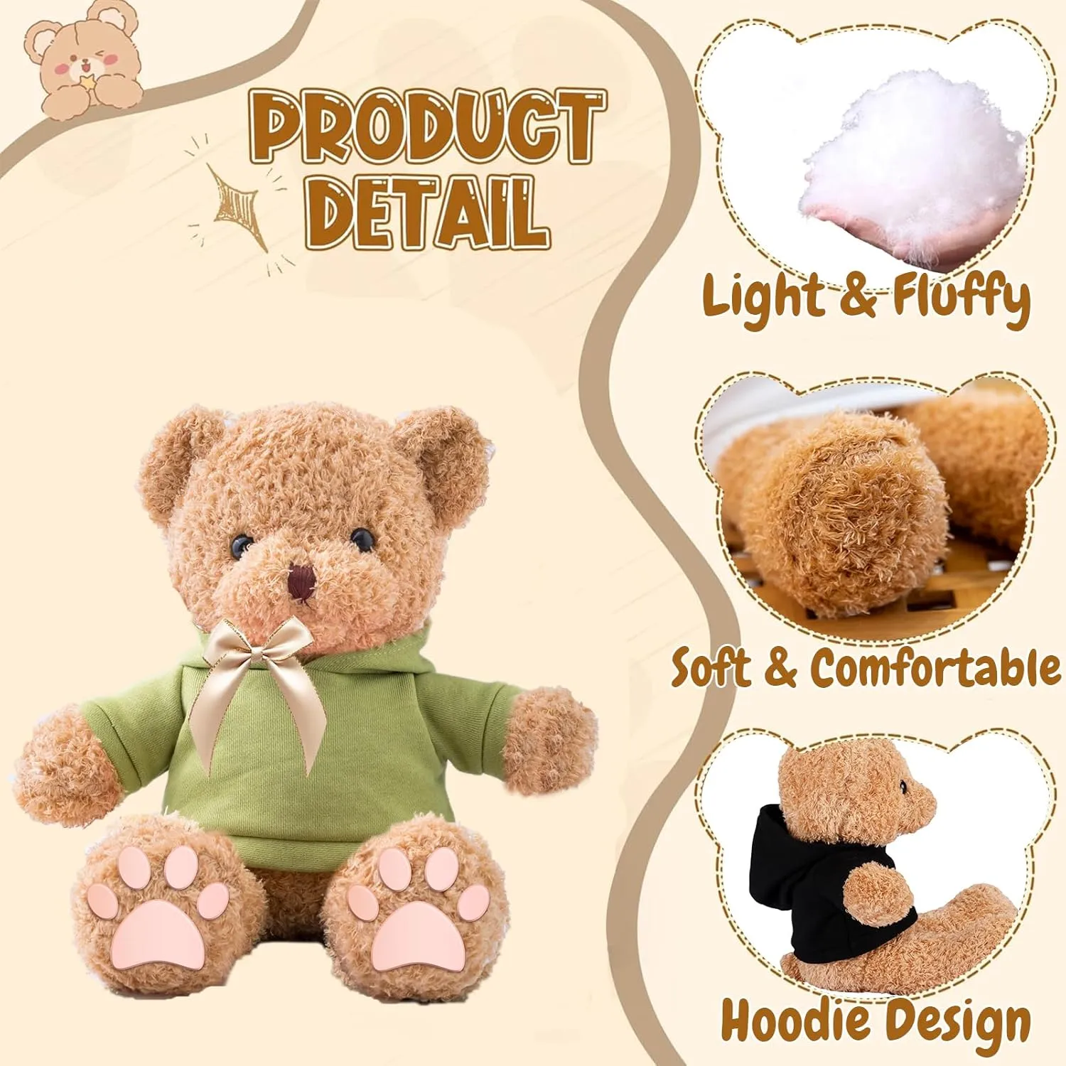 Personalized Gifts Teddy Bear for Him Her Stuffed Bear Plush Toys with Text Photo, Personalized Teddy Bear with Bow as Gifts for Christmas Valentines Day Birthday (12inch-Text Photo)