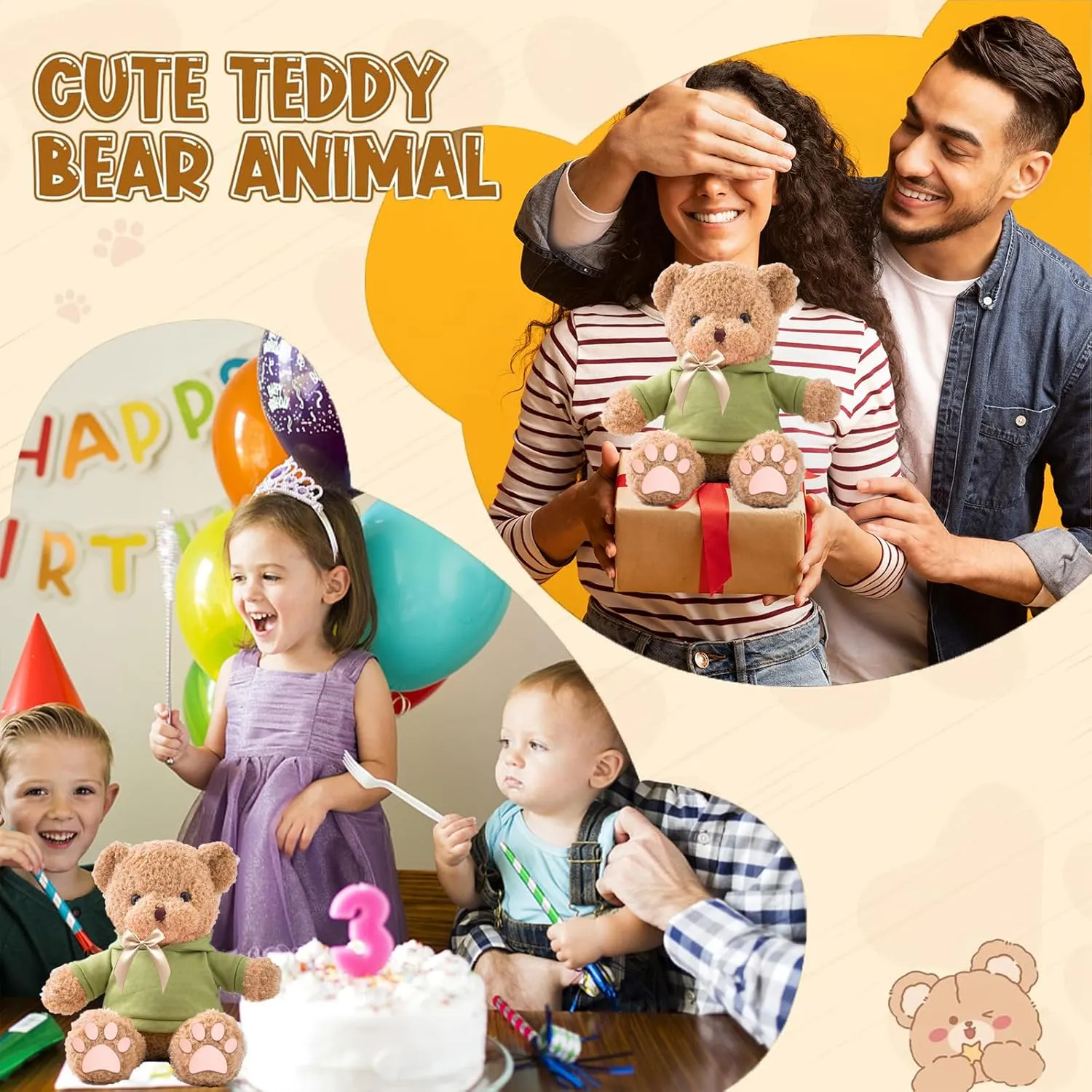 Personalized Gifts Teddy Bear for Him Her Stuffed Bear Plush Toys with Text Photo, Personalized Teddy Bear with Bow as Gifts for Christmas Valentines Day Birthday (12inch-Text Photo)