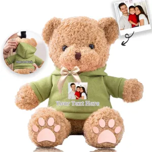 Personalized Gifts Teddy Bear for Him Her Stuffed Bear Plush Toys with Text Photo, Personalized Teddy Bear with Bow as Gifts for Christmas Valentines Day Birthday (12inch-Text Photo)
