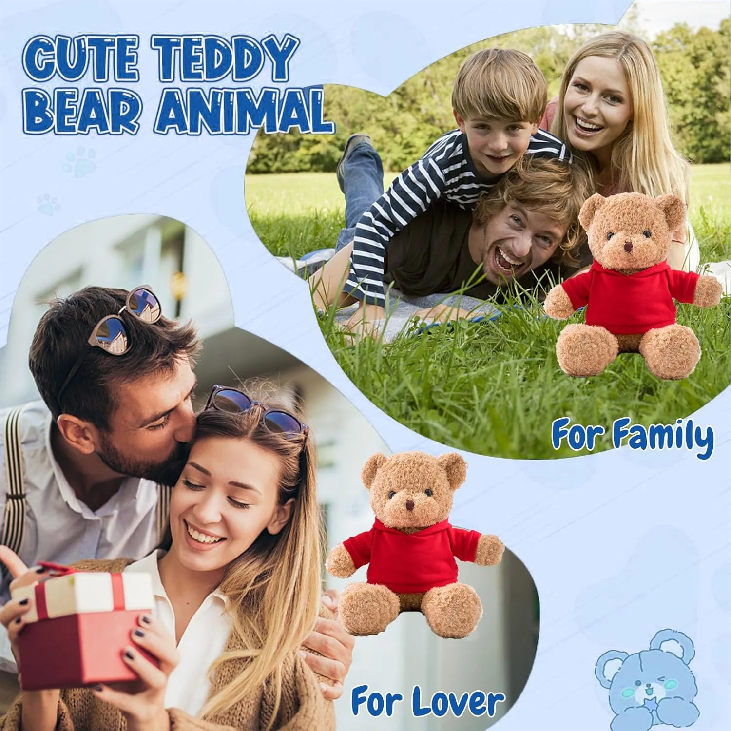 Personalized Gifts Teddy Bear for Kids/Adults Stuffed Bear Plush Toys with Text Photo, Personalized Teddy Bear with as Gifts for Christmas Valentines Day Birthday (16inch-Text Photo)