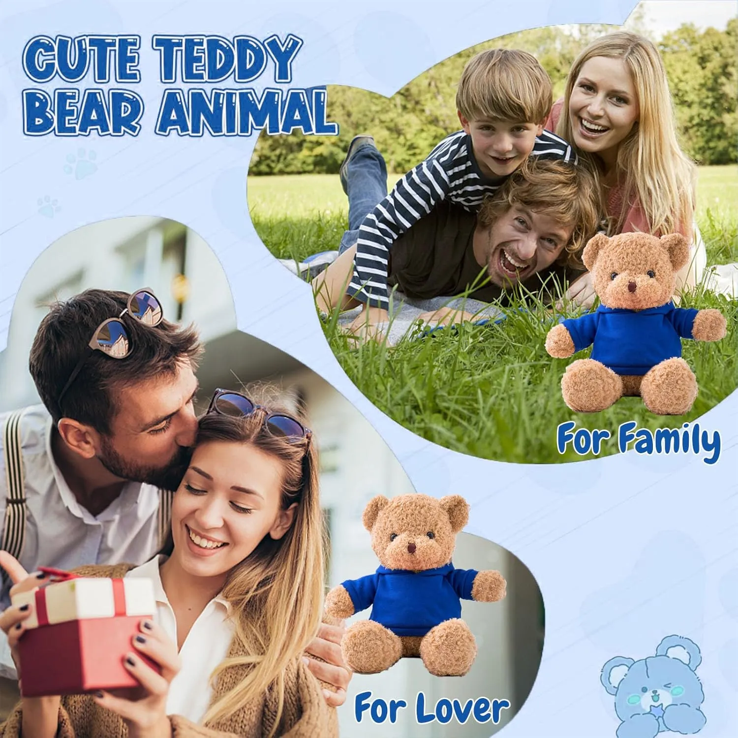 Personalized Gifts Teddy Bear for Kids/Adults Stuffed Bear Plush Toys with Text Photo, Personalized Teddy Bear with as Gifts for Christmas Valentines Day Birthday (16inch-Text Photo)