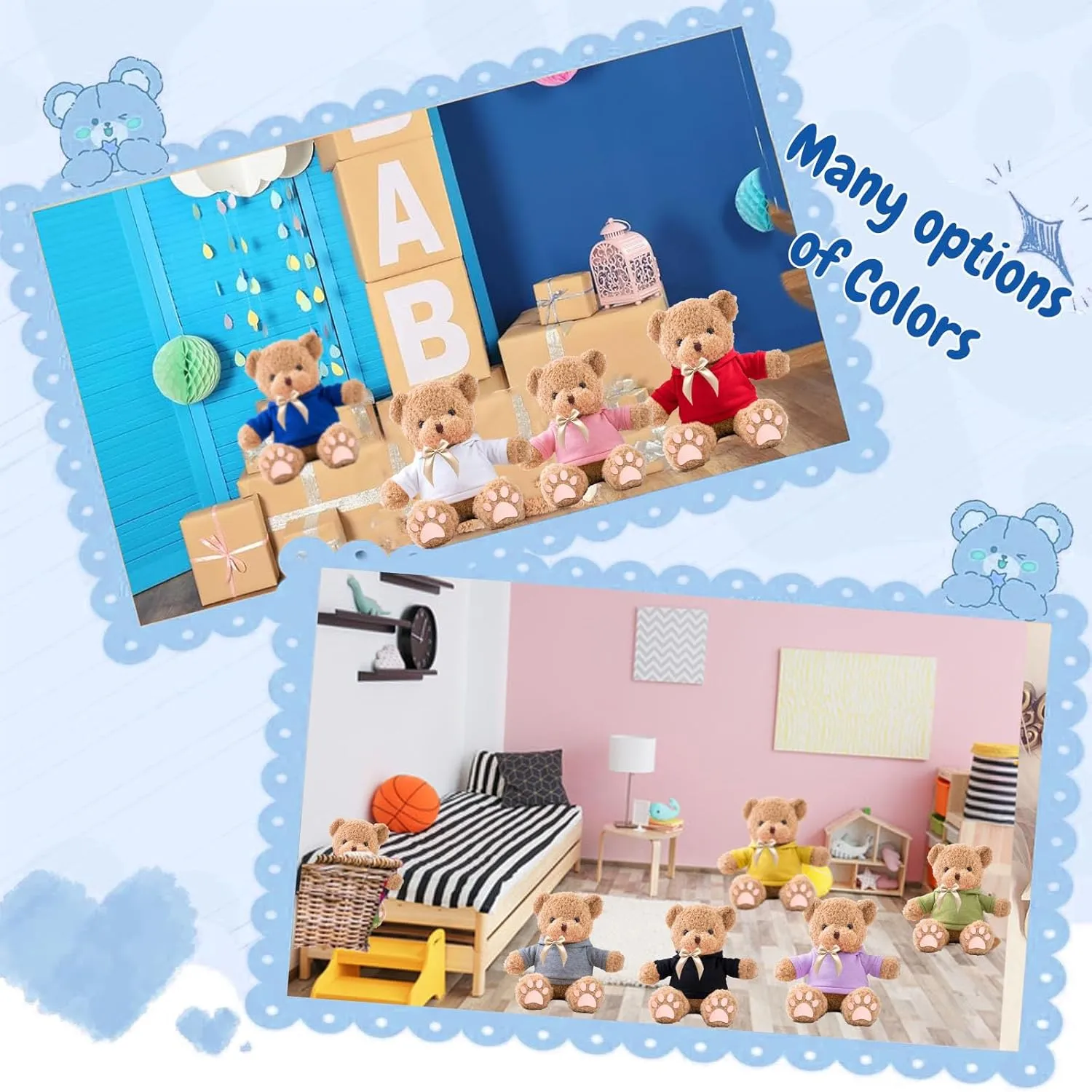 Personalized Gifts Teddy Bear for Kids/Adults Stuffed Bear Plush Toys with Text Photo, Personalized Teddy Bear with as Gifts for Christmas Valentines Day Birthday (16inch-Text Photo)
