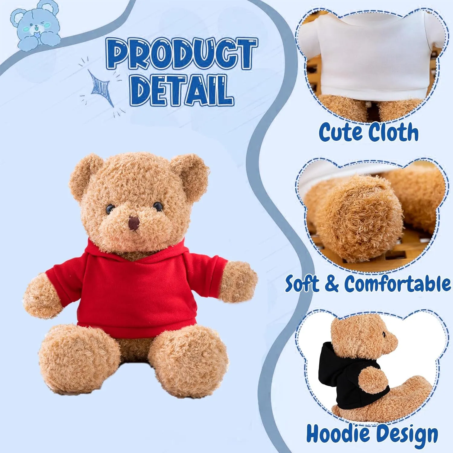 Personalized Gifts Teddy Bear for Kids/Adults Stuffed Bear Plush Toys with Text Photo, Personalized Teddy Bear with as Gifts for Christmas Valentines Day Birthday (16inch-Text Photo)