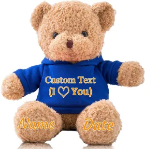 Personalized Gifts Teddy Bear for Kids/Adults Stuffed Bear Plush Toys with Text Photo, Personalized Teddy Bear with as Gifts for Christmas Valentines Day Birthday (16inch-Text Photo)