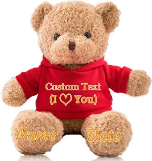 Personalized Gifts Teddy Bear for Kids/Adults Stuffed Bear Plush Toys with Text Photo, Personalized Teddy Bear with as Gifts for Christmas Valentines Day Birthday (16inch-Text Photo)