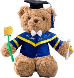 Personalized Gifts Teddy Bear with Customized Text, Graduation Bear with Rose  Bow as Personalized Bear for Graduation Day 2024 Graduation Gifts for Her/Him 2024 High School/College (11 in-Text)