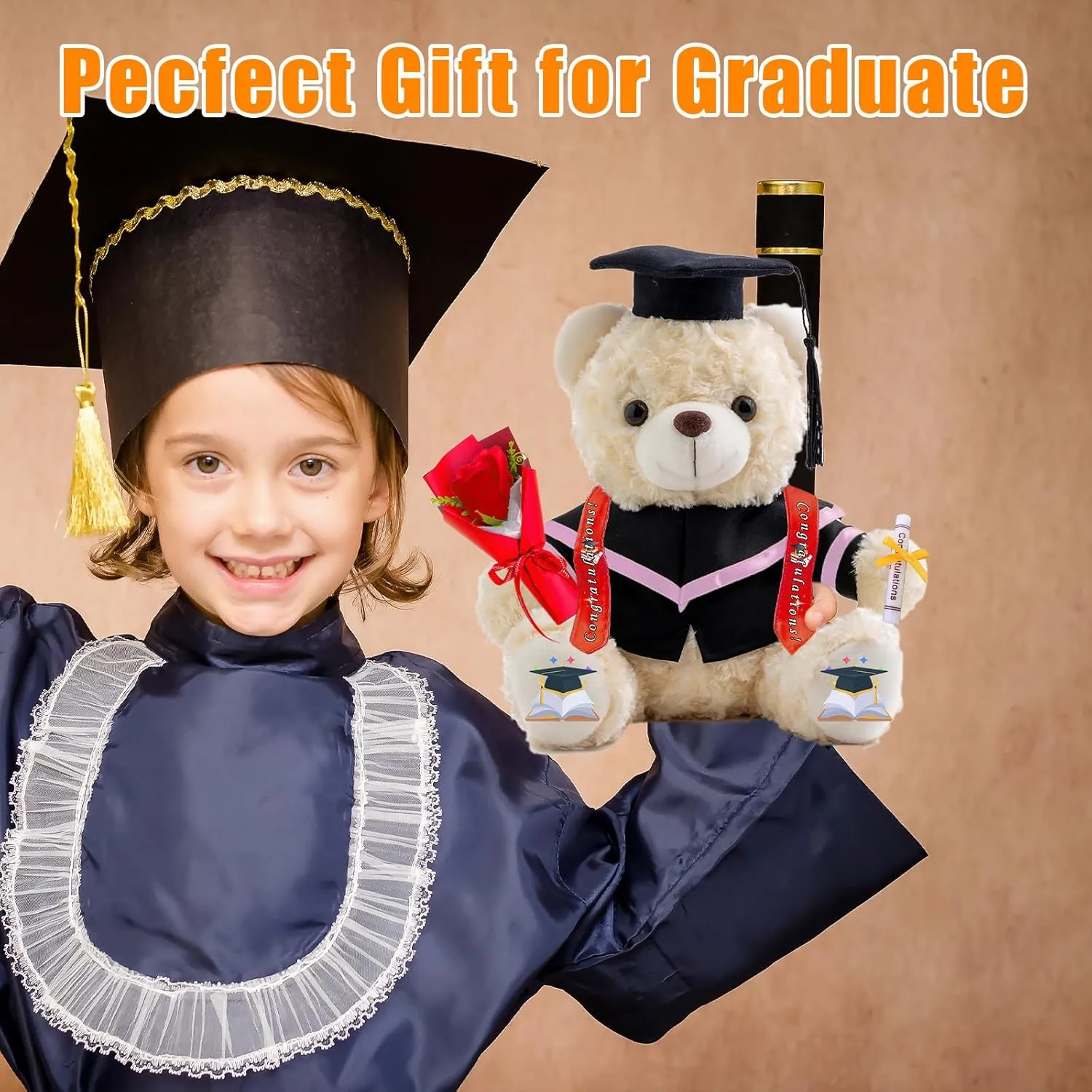 Personalized Graduation Bear Class of 2025 Teddy Bear with Text Photo, Personalized Teddy Bear as Graduation Gifts for Him Her 2025 High School College Graduation Gifts 2025 (8 inch)