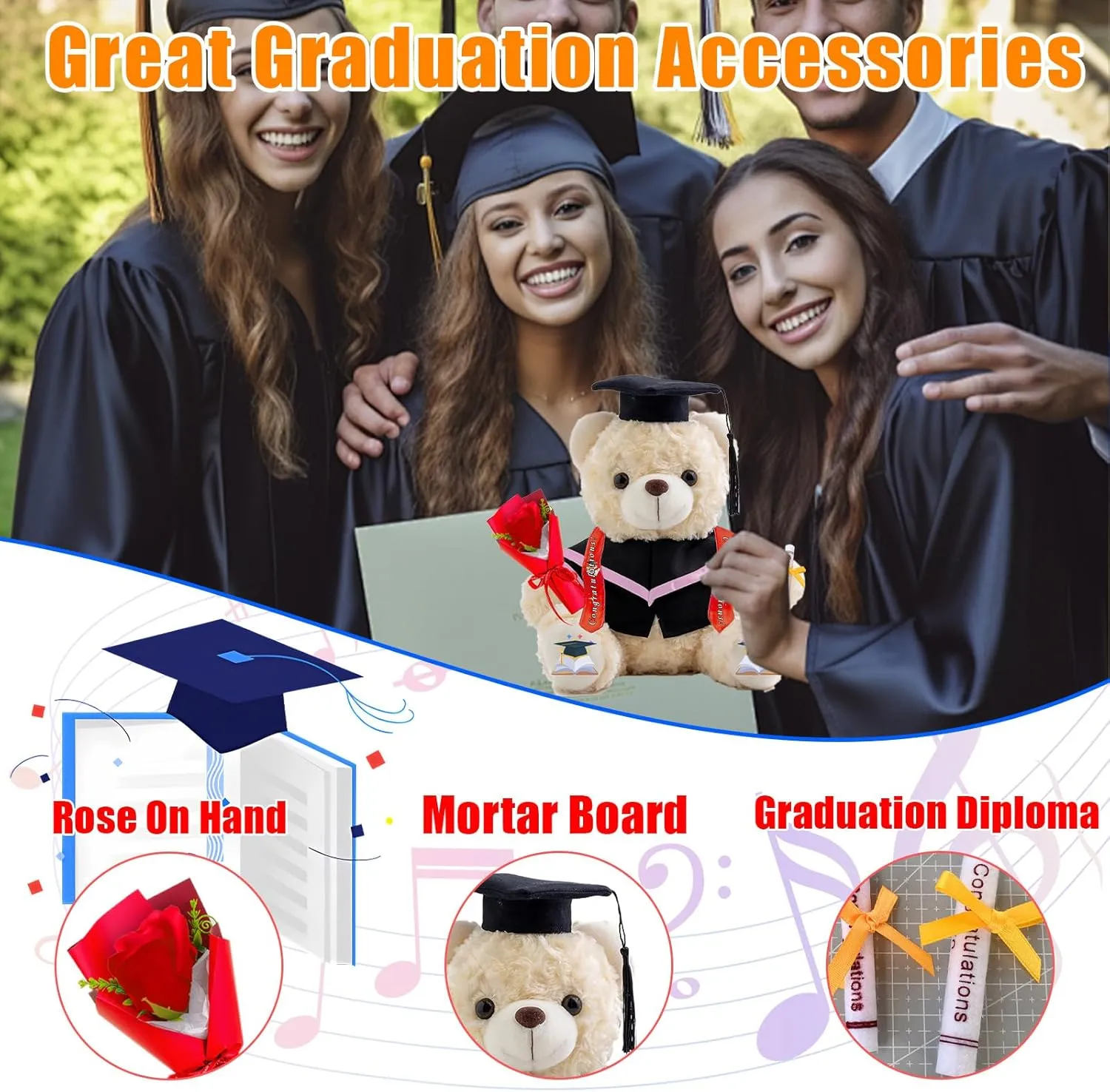 Personalized Graduation Bear Class of 2025 Teddy Bear with Text Photo, Personalized Teddy Bear as Graduation Gifts for Him Her 2025 High School College Graduation Gifts 2025 (8 inch)
