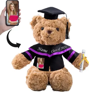 Personalized Graduation Teddy Bear, Graduation Gifts for Him & Her, Graduation Bear with Text  Photo as Personalized Kindergarten College Graduation Gifts for Graduation Day 2024 (11 in-Text Photo)