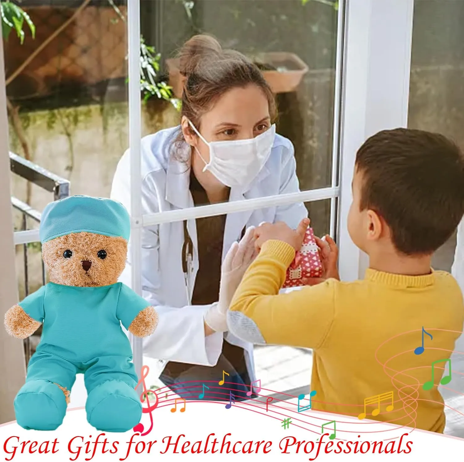 Personalized Nurse Gift Doctor Gift Personalized Teddy Bear with Photo Text, Teddy Bear Stuffed Animal as Personalized Gift for Nurse Doctor Medical Student Graduation Gifts (10 inch)