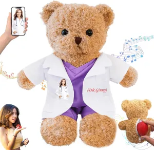 Personalized Nurse Gift Doctor Gift Personalized Teddy Bear with Photo Text, Teddy Bear Stuffed Animal as Personalized Gift for Nurse Doctor Medical Student Graduation Gifts (12 inch)