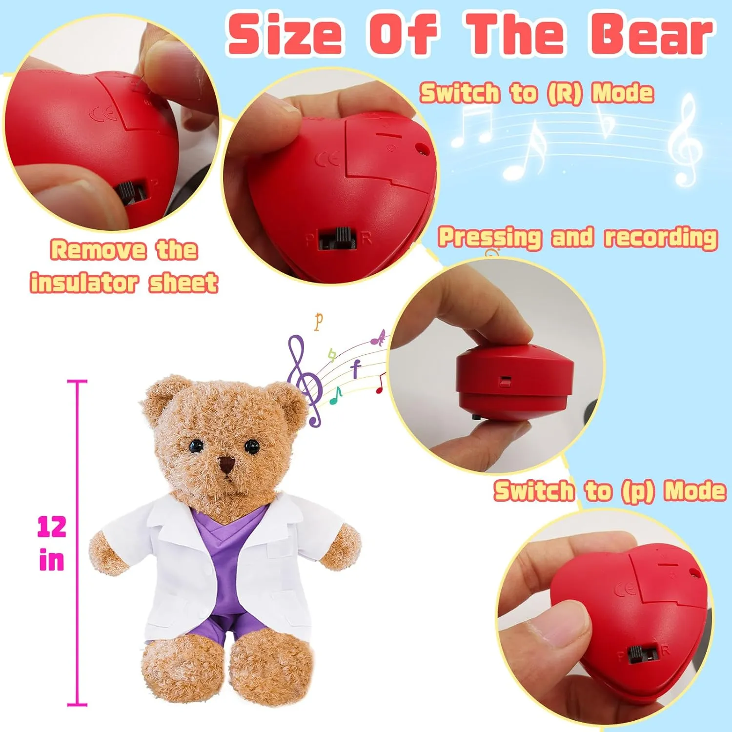 Personalized Nurse Gift Doctor Gift Personalized Teddy Bear with Photo Text, Teddy Bear Stuffed Animal as Personalized Gift for Nurse Doctor Medical Student Graduation Gifts (12 inch)