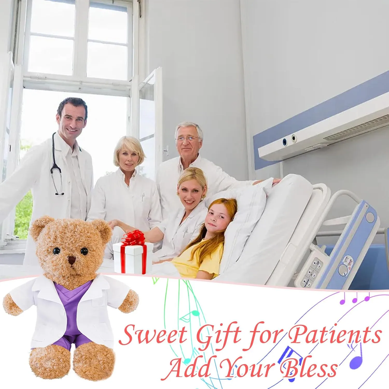 Personalized Nurse Gift Doctor Gift Personalized Teddy Bear with Photo Text, Teddy Bear Stuffed Animal as Personalized Gift for Nurse Doctor Medical Student Graduation Gifts (12 inch)