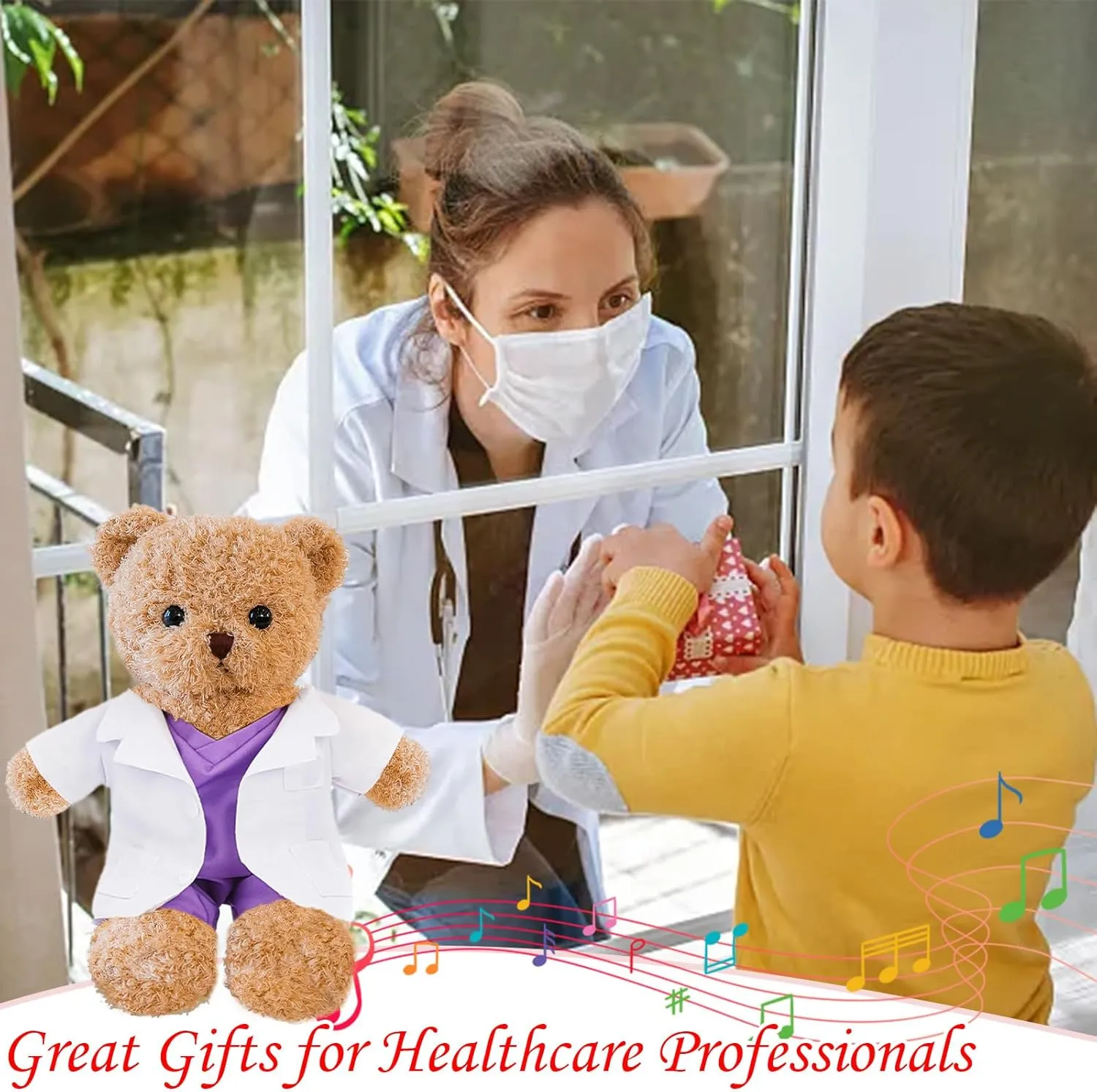 Personalized Nurse Gift Doctor Gift Personalized Teddy Bear with Photo Text, Teddy Bear Stuffed Animal as Personalized Gift for Nurse Doctor Medical Student Graduation Gifts (12 inch)