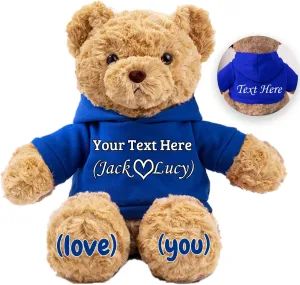 Personalized Teddy Bear for Her Him Bear Plush with Custom Text Photo, Personalized Gifts Teddy Bear Stuffed for Birthday, 11 inch