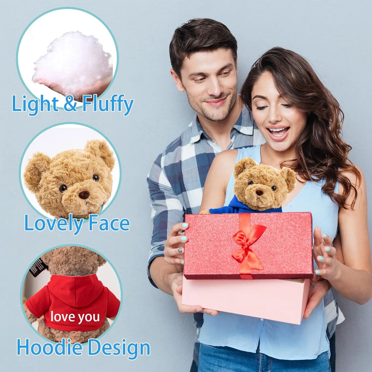 Personalized Teddy Bear for Her Him Bear Plush with Custom Text Photo, Personalized Gifts Teddy Bear Stuffed for Birthday, 11 inch