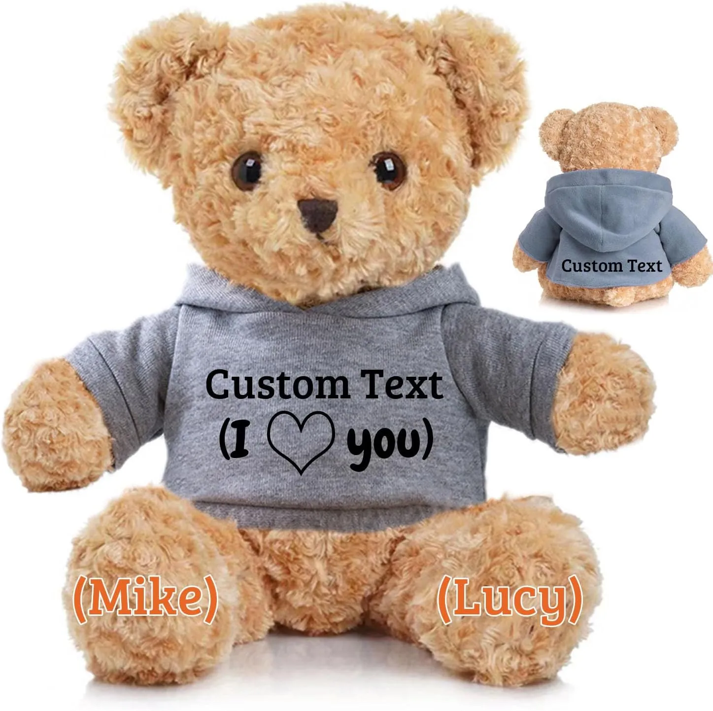 Personalized Teddy Bear for Her Him, Brown Bear Stuffed Plush Toys with Text Photo, Personalized Gifts for Birthday 12 inch