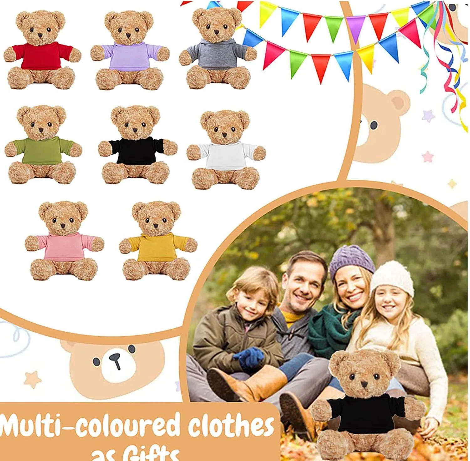 Personalized Teddy Bear for Her Him, Brown Bear Stuffed Plush Toys with Text Photo, Personalized Gifts for Birthday 12 inch